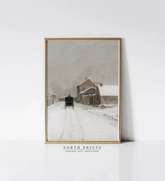 PRINTABLE Christmas Farmhouse Wall Art Print  Vintage Neutral - Etsy | Etsy (US)