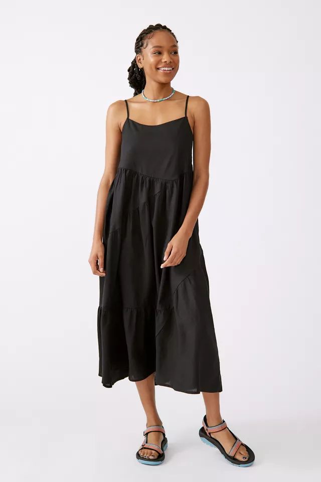 Urban Renewal Eco Linen Seamed Midi Dress | Urban Outfitters (US and RoW)