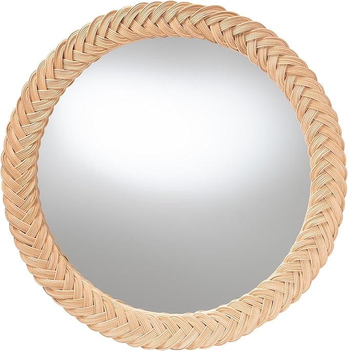 Bali & pari Nara Natural Rattan Wall Mirror – Handwoven Braided Wicker Frame, Coastal Boho Wall... | Amazon (US)