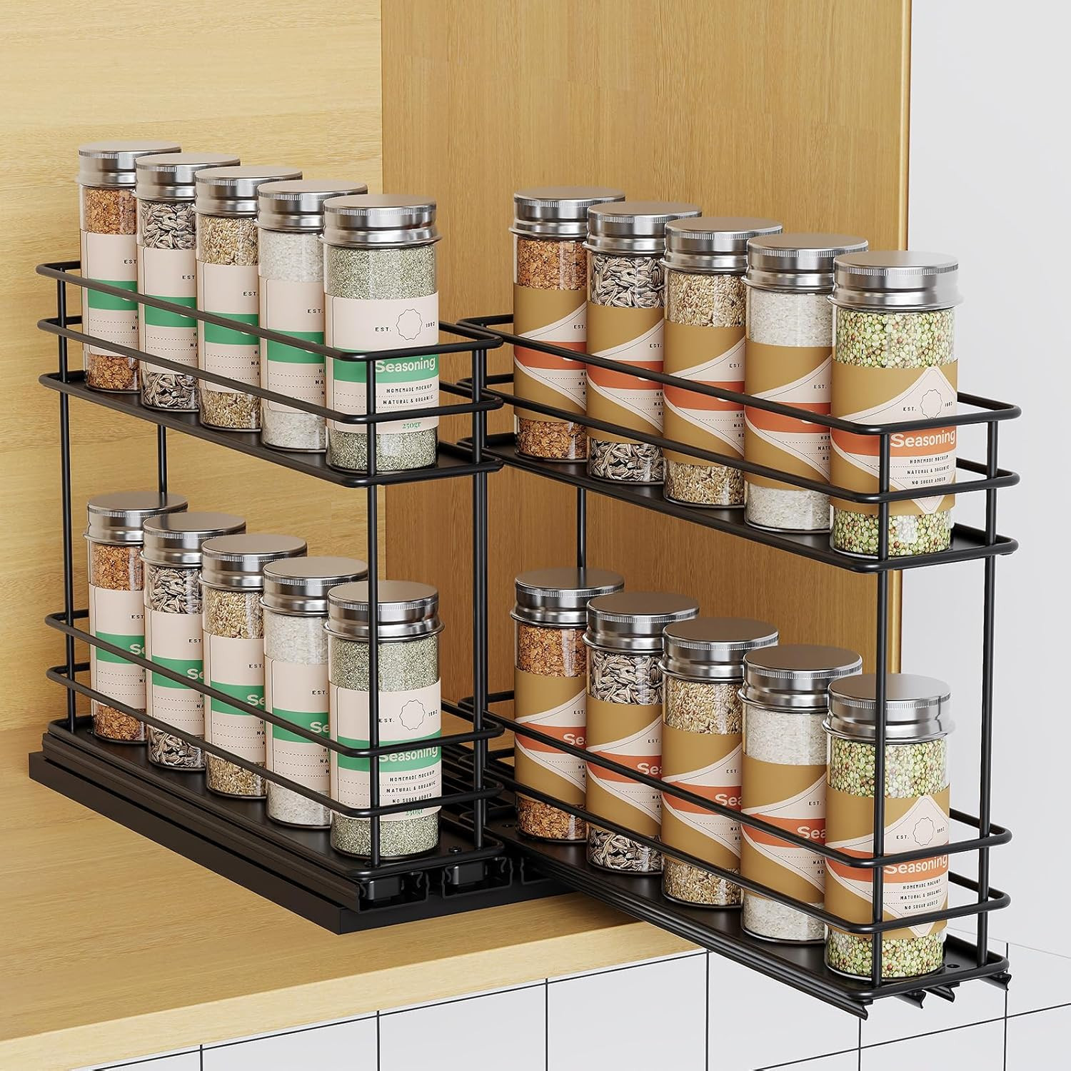 Pull Out Spice Rack Organizer for Cabinet, Slide Out Spice Racks, Easy to Install Spice Cabinet O... | Amazon (US)