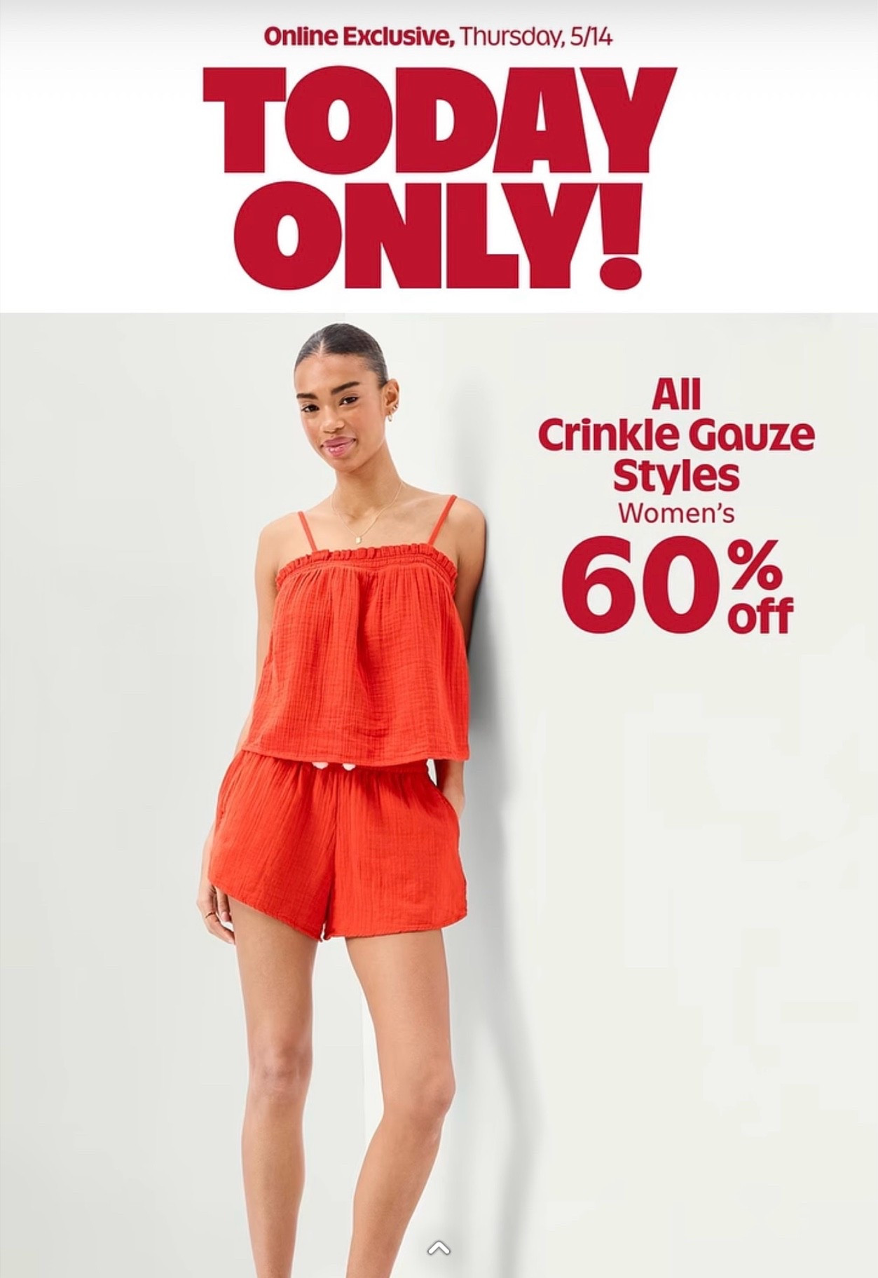 Old navy crinkle gauze styles 60% off!

#LTKootd #LTKSaleAlert #LTKSeasonal