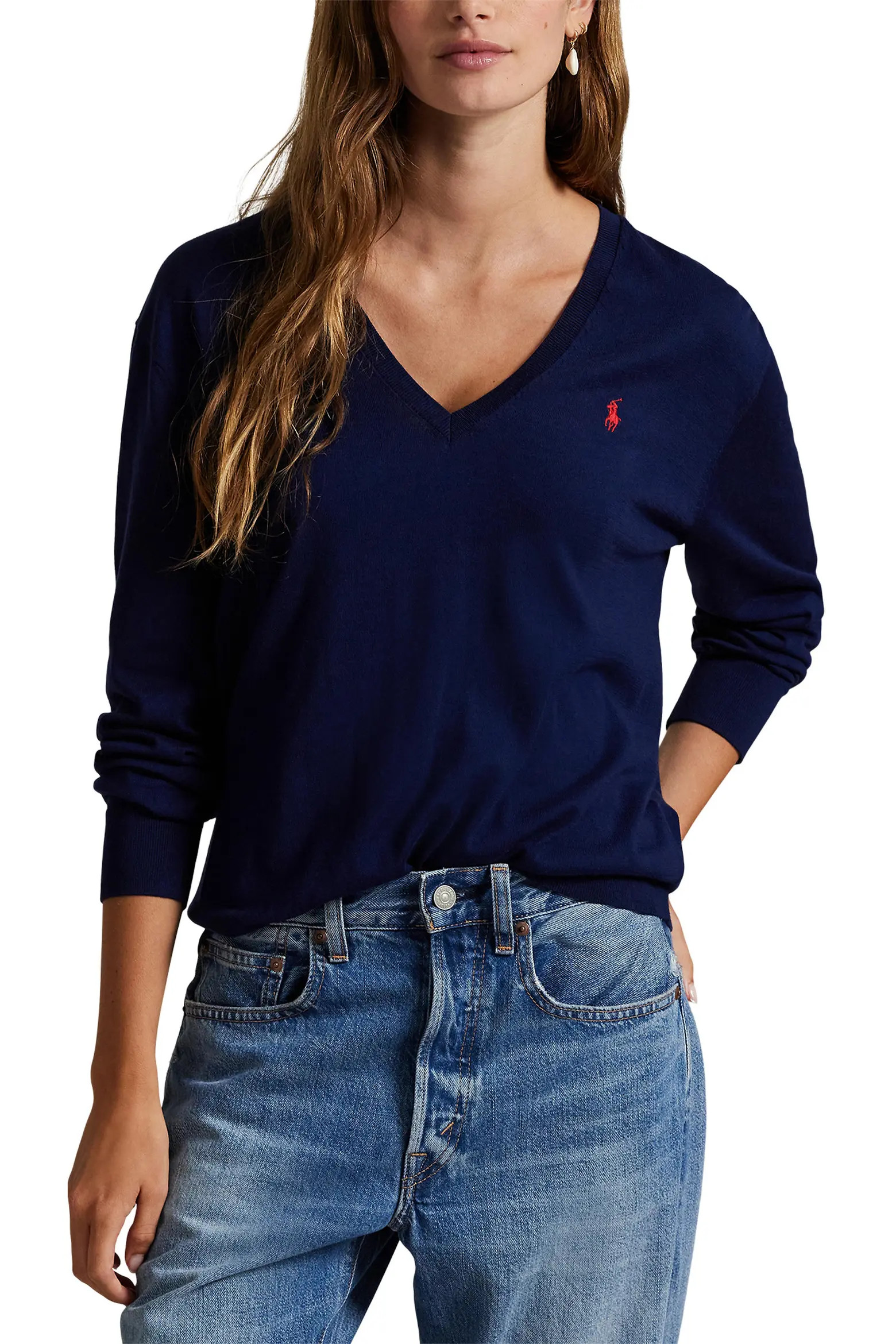 Relaxed Cotton V-Neck Sweater (Women) | Nordstrom | Nordstrom