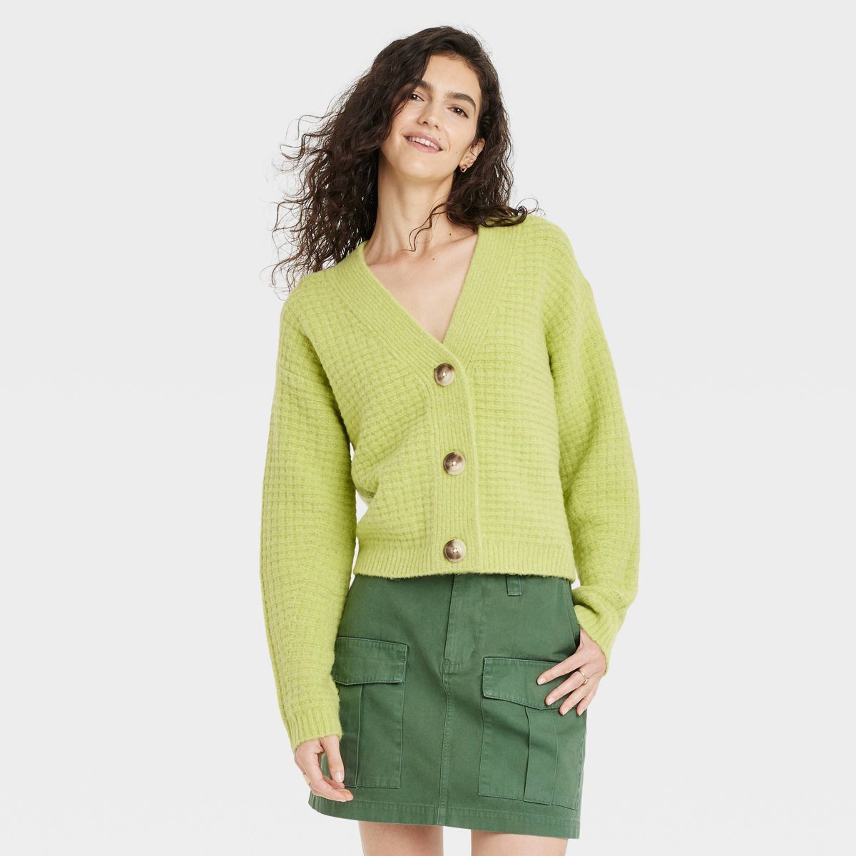 Women's Cashmere-Like Cardigan - Universal Thread™ Light Green L | Target