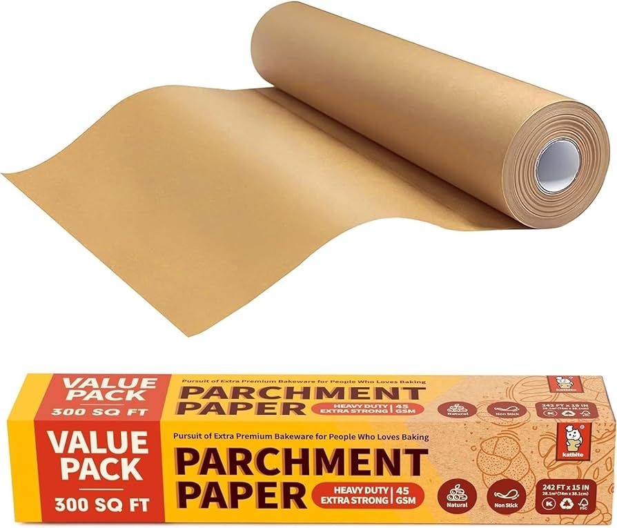 Katbite 15in x 242ft, 300 Sq.Ft Unbleached Parchment Paper Roll for Baking, Parchment Baking Pape... | Amazon (US)