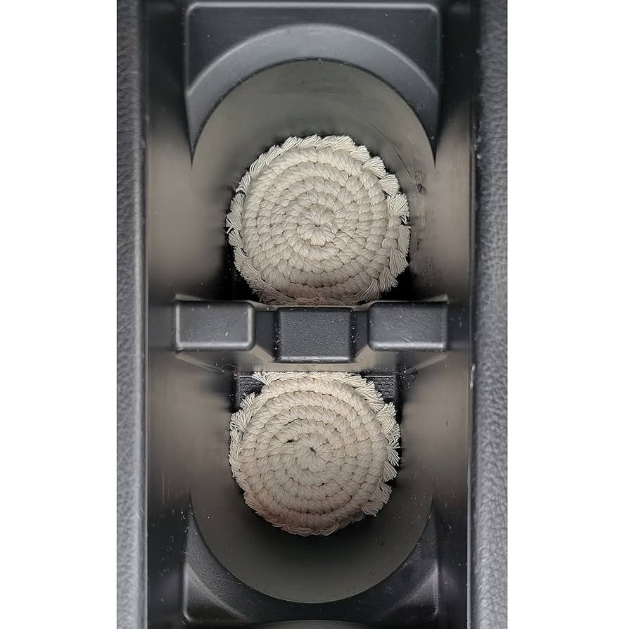 Macrame Car Coasters, Earth Tones Collection, 2pc 3-Inch Boho Cotton Coasters for Cupholders (San... | Amazon (US)