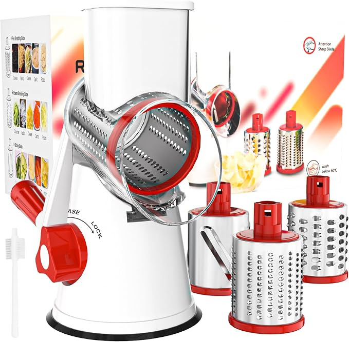Cambom Rotary Cheese Grater Hand Crank Cheese Shredder for Fresh Cheese, Vegetable, Nuts,Non-slip... | Amazon (US)
