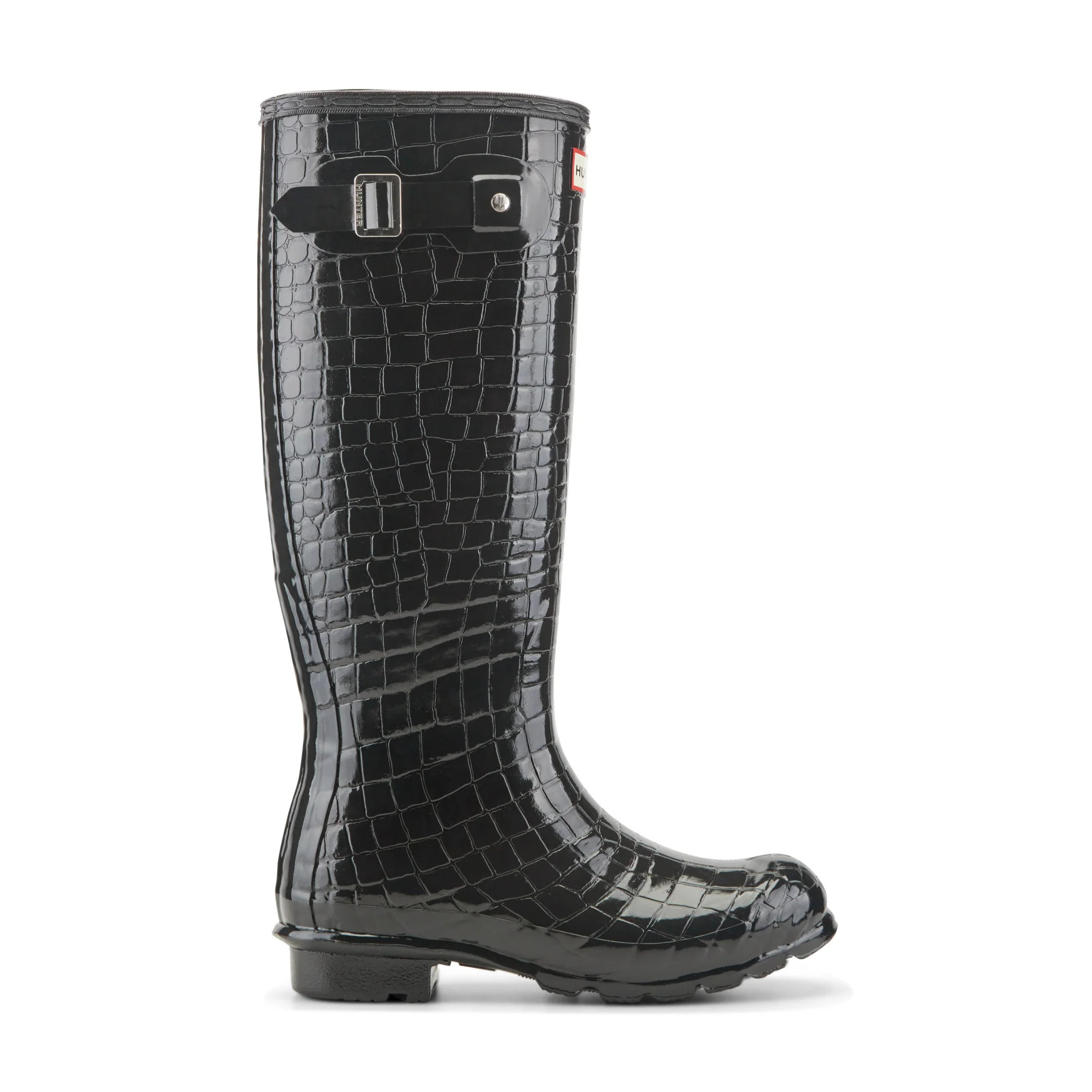Women's Original Tall Gloss Rain Boots - Black Croco | Hunter Boots | Hunter Boots