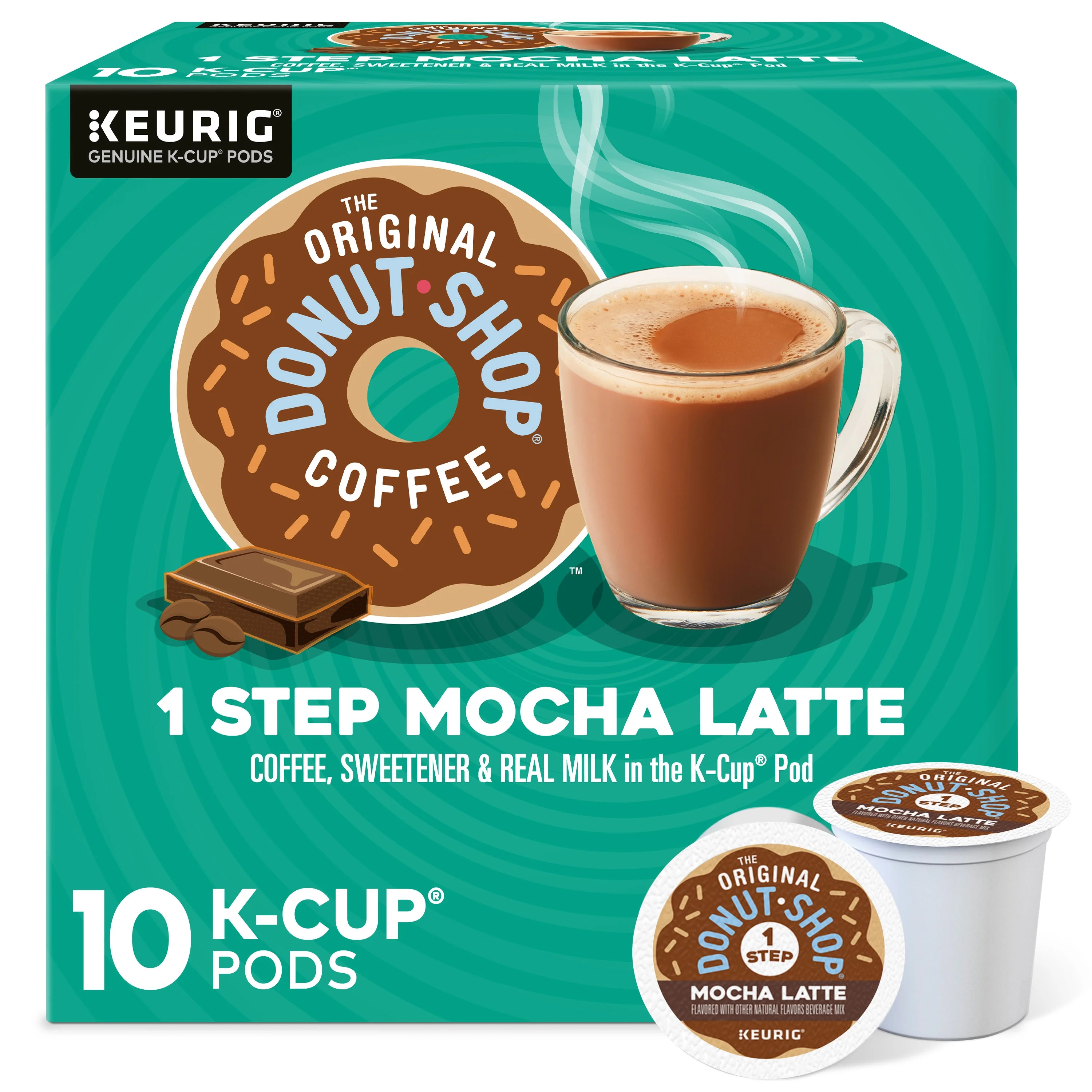 The Original Donut Shop, One Step Mocha Latte Flavored K-Cup Coffee Pods, 10 Count | Walmart (US)