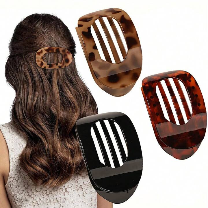 1pc/3pcs Flat Hair Clips, Round Pendant Hair Clips For Women, Strong French Hair Clips Suitable F... | SHEIN