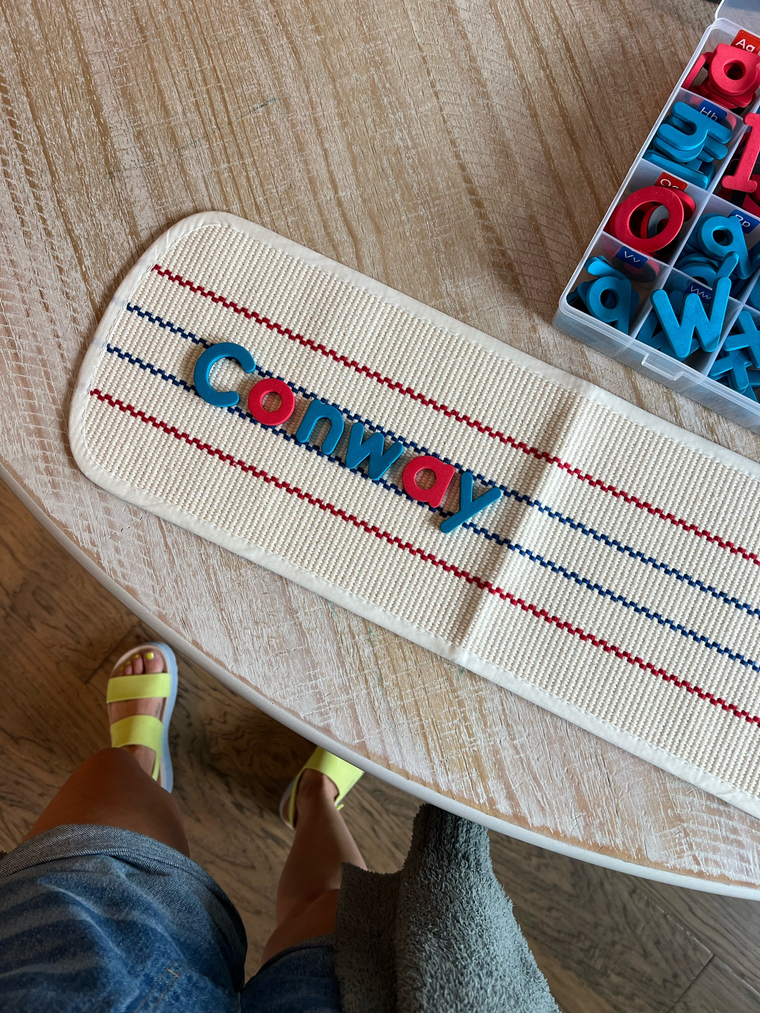 Prepping for a new year homeschooling. Grabbed this letter mat to go with our foam letters!