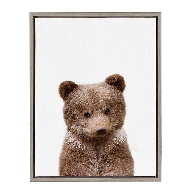 Kate and Laurel Sylvie Baby Bear Animal Print Portrait Framed Canvas Wall Art by Amy Peterson, 18... | Amazon (US)