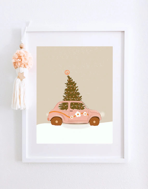 Boho Christmas Printable Art Magical Christmas Pink | Etsy | Etsy (US)