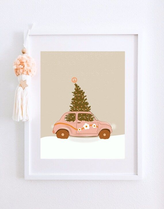 Boho Christmas Printable Art Magical Christmas Pink | Etsy | Etsy (US)
