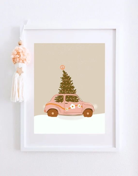 Boho Christmas Printable Art, Magical Christmas, Pink Christmas Decor, Kid's Christmas Art, Chris... | Etsy (US)