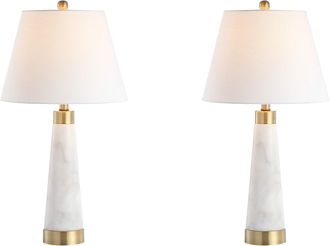 JONATHAN Y JYL5055A-SET2 Set of 2 Table Lamps Travis 26.5" Marble/Iron Gold Modern Column LED Tab... | Amazon (US)