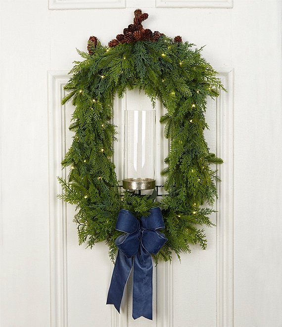 Southern Living Merry and Bright Collection Pre-Lit Pegoda Frame Wreath Hanging Wall Decor | Dill... | Dillard's