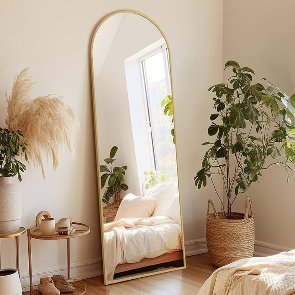 Dewfig Arched Full Length Mirror, 65"*22", Large Floor Mirror with Stand, Full Body Mirror Standi... | Amazon (US)