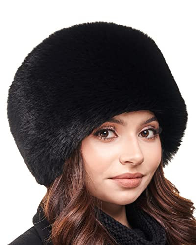 Futrzane Modern Kosakenmütze - Fellmütze Damen - Winter Russische Mütze Pelz (S, Schwarz Lang Modern) | Amazon (DE)