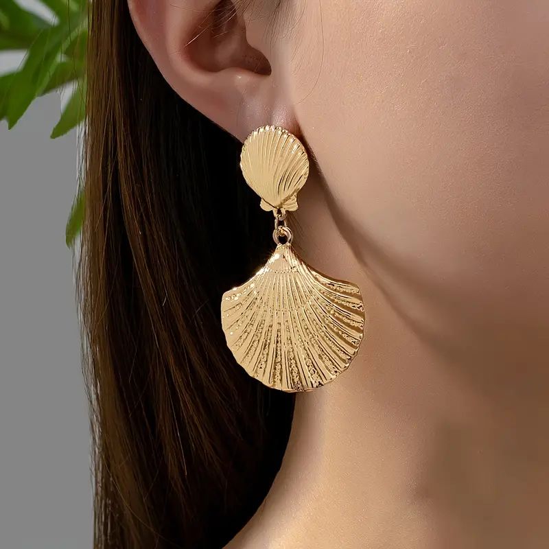 Metal Shell Design Dangle Earrings Boho Ocean Style Creative - Temu | Temu Affiliate Program