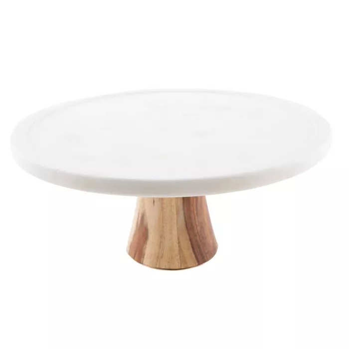 Thirstystone White Marble With Sheesham Wood Pedestal Cake Stand | Target