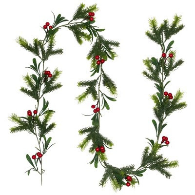 Northlight Holly Berries and Pine Artificial Christmas Garland - 6' - Unlit | Target