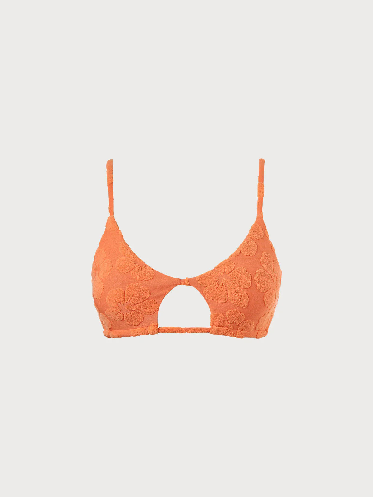 Orange Floral Jacquard Cut Out Bikini Top & Reviews - Orange - Sustainable Bikinis | BERLOOK | BERLOOK