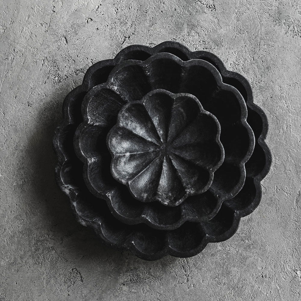 Black Marble Scalloped Tray | Roan Iris