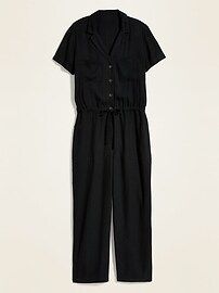 Waist-Defined Button-Front Utility Jumpsuit for Women | Old Navy (US)