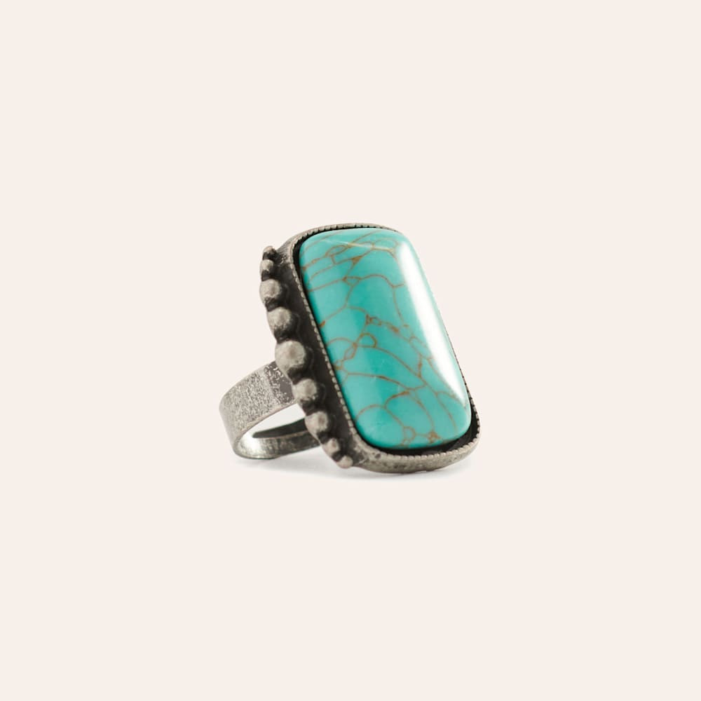 Rockin C Silver & Square Turquoise Stone Ring | Cavender's