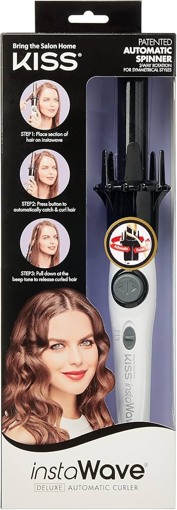 KISS Instawave Deluxe Automatic Rotating Curling Iron, Patented Automotic Spinner, 2-Way Rotation... | Amazon (US)