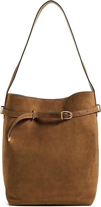 Madewell Women's The Essential Belted Bucket Tote In Suede | Amazon (US)
