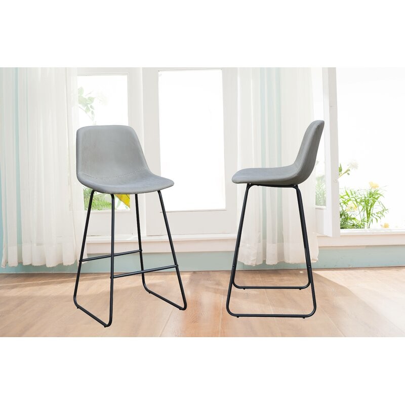 Lorenz Suede 19.3" Bar Stool | Wayfair North America
