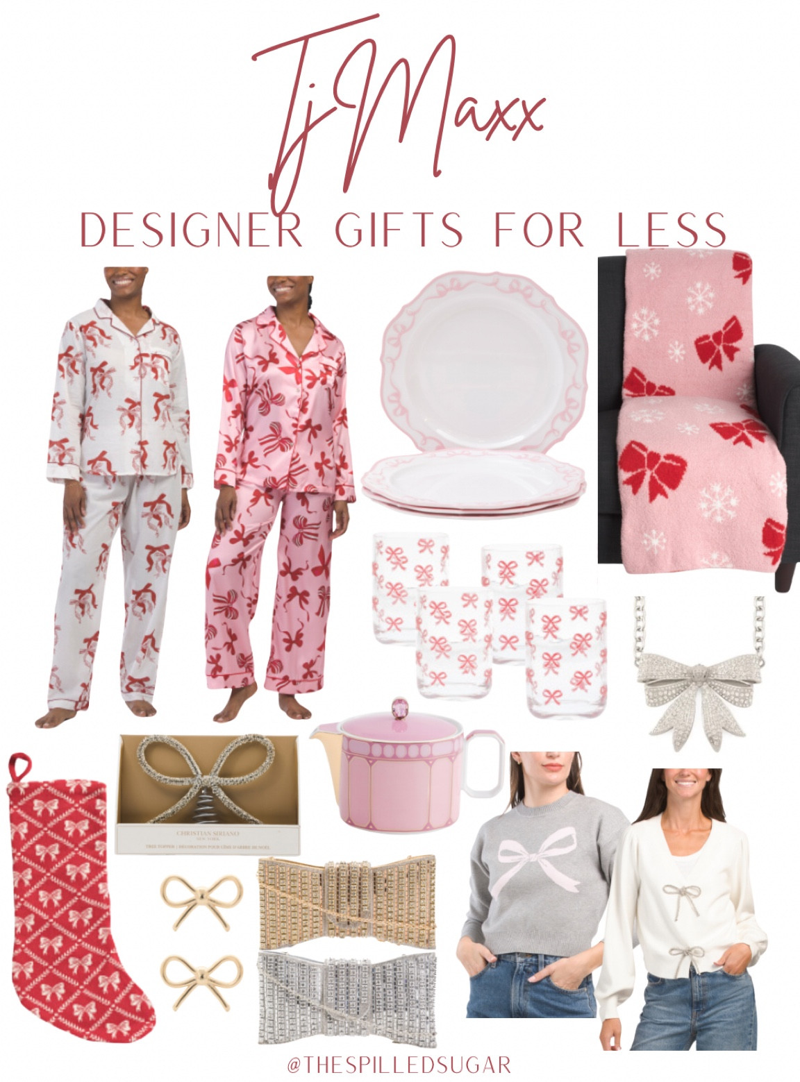 All things bows for Christmas 2024! Love these TJMaxx finds!

Christmas gift ideas, bow decor, bow tree topper, bow stocking, bow necklace, bow earrings, bow sweater, pink teapot, Christmas pajamas, bow clutch, new years bag, bow plates, bow glassware, bow throw blanket, pink decor, red decor, pink Christmas 

#LTKHome #LTKHoliday #LTKGiftGuide