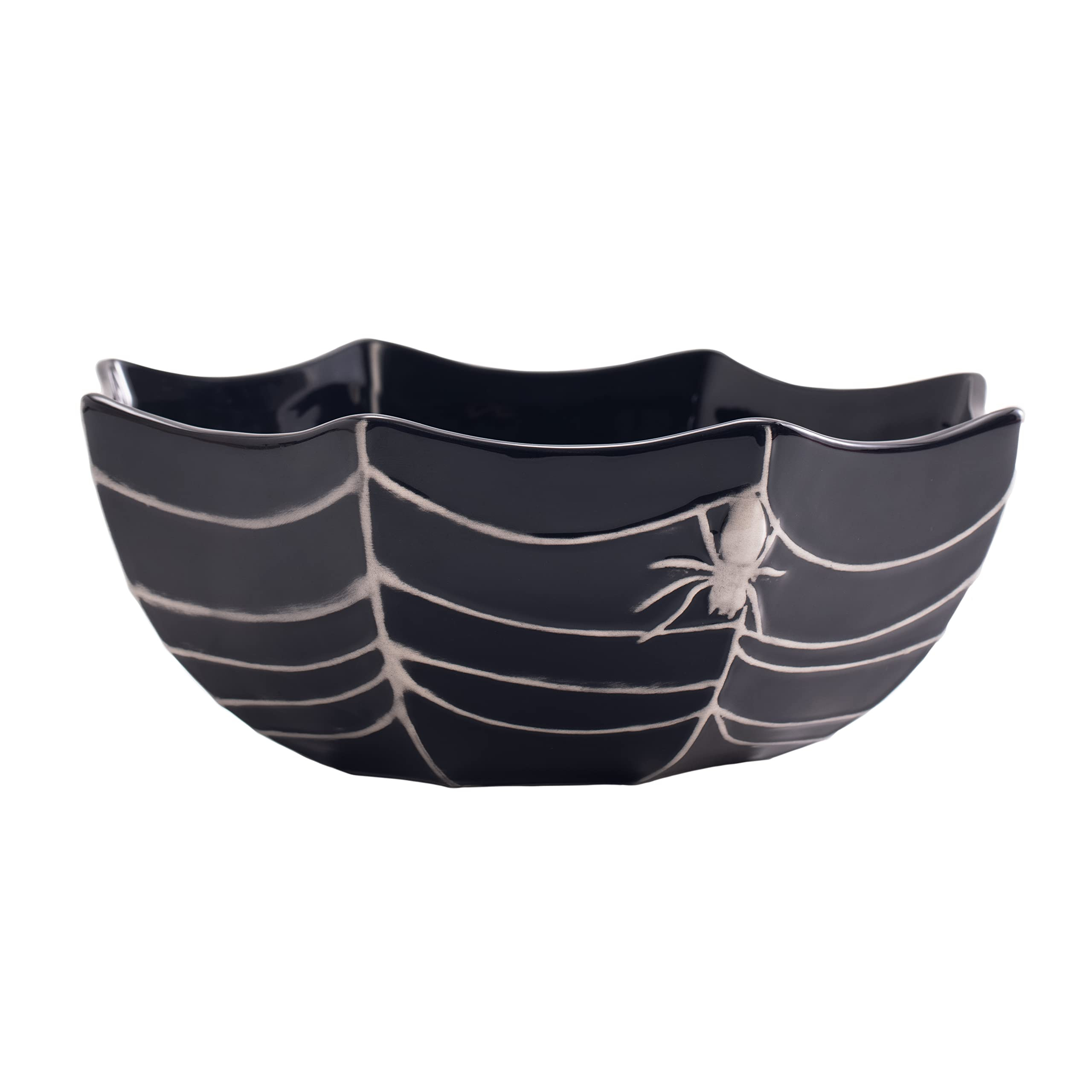 Bico Halloween Spider Web 9.5 inch Black Candy Ceramic Serving Bowl, for treats, chocolates, cook... | Amazon (US)