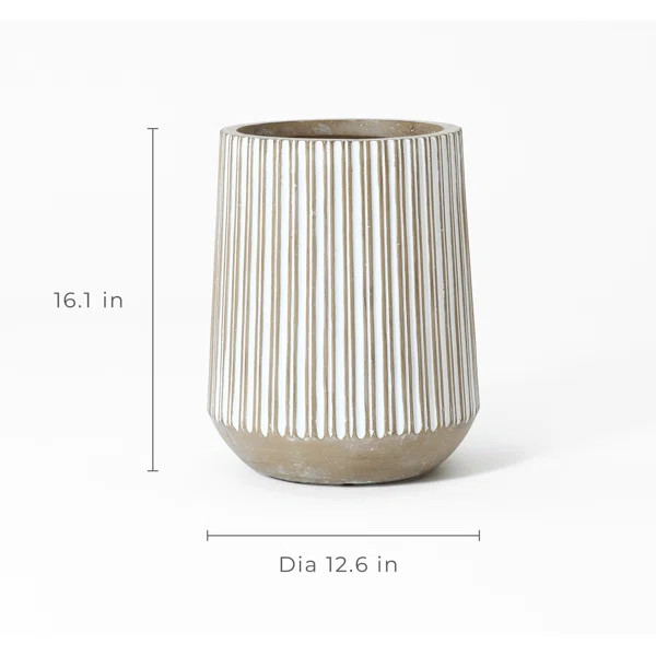 Jarmall Modern Round Pot Planter, Brown and White Striped Handmade Tall Pot Planter | Wayfair North America