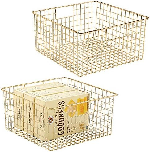 mDesign Farmhouse Decor Metal Wire Food Storage Organizer, Bin Basket with Handles for Kitchen Ca... | Amazon (US)