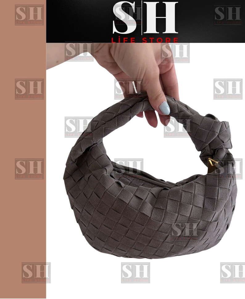 Best Seller Everyday Clutch Vegan Suede Knot Bag for Stylish Mom Sustainable Hobo Purse Woven Bra... | Etsy (US)