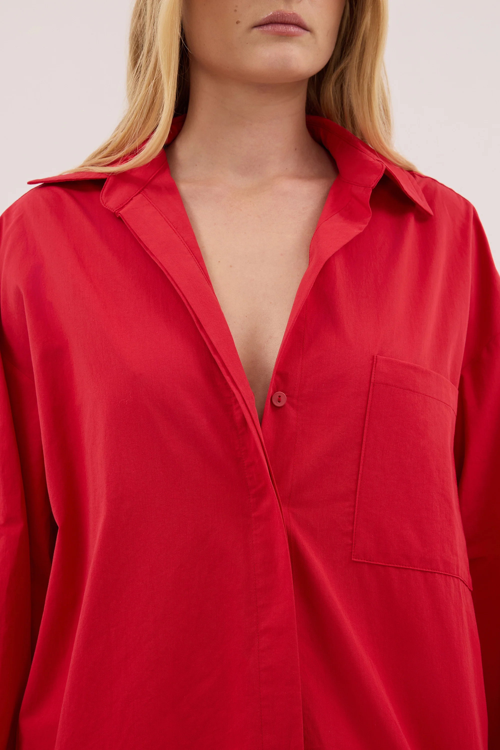 INA RED LIGHTWEIGHT POPLIN SHIRT | DISSH