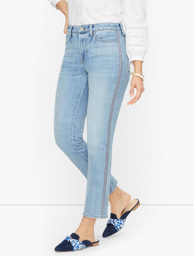 Modern Ankle Jeans with Ribbon Tape - Sea Glass Wash | Talbots