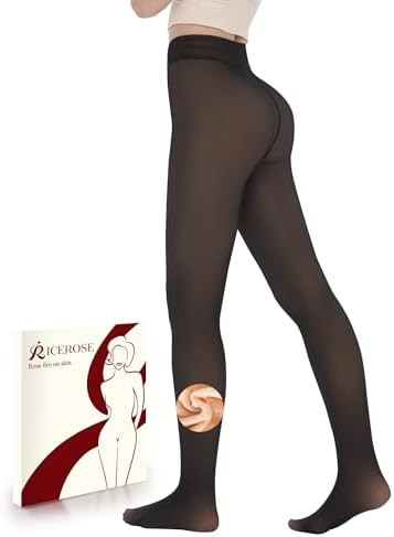 iceROSE Fleece Lined Tights Women - Sheer Black Thermal Leggings Thick Warm Pantyhose Fake Transl... | Amazon (US)