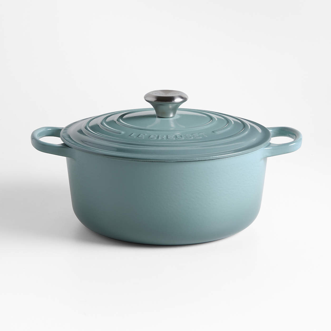 Le Creuset Signature 5.5-Qt. Thyme Enameled Cast Iron Round Dutch Oven + Reviews | Crate & Barrel | Crate & Barrel