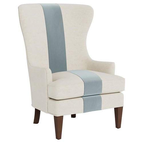 Rylie Saltwater Blue Performance Velvet Wing Chair | Kathy Kuo Home