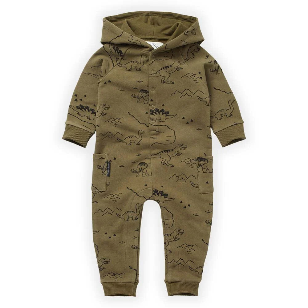 Dino Print Onesie - Khaki NB | Casual Chic Boutique