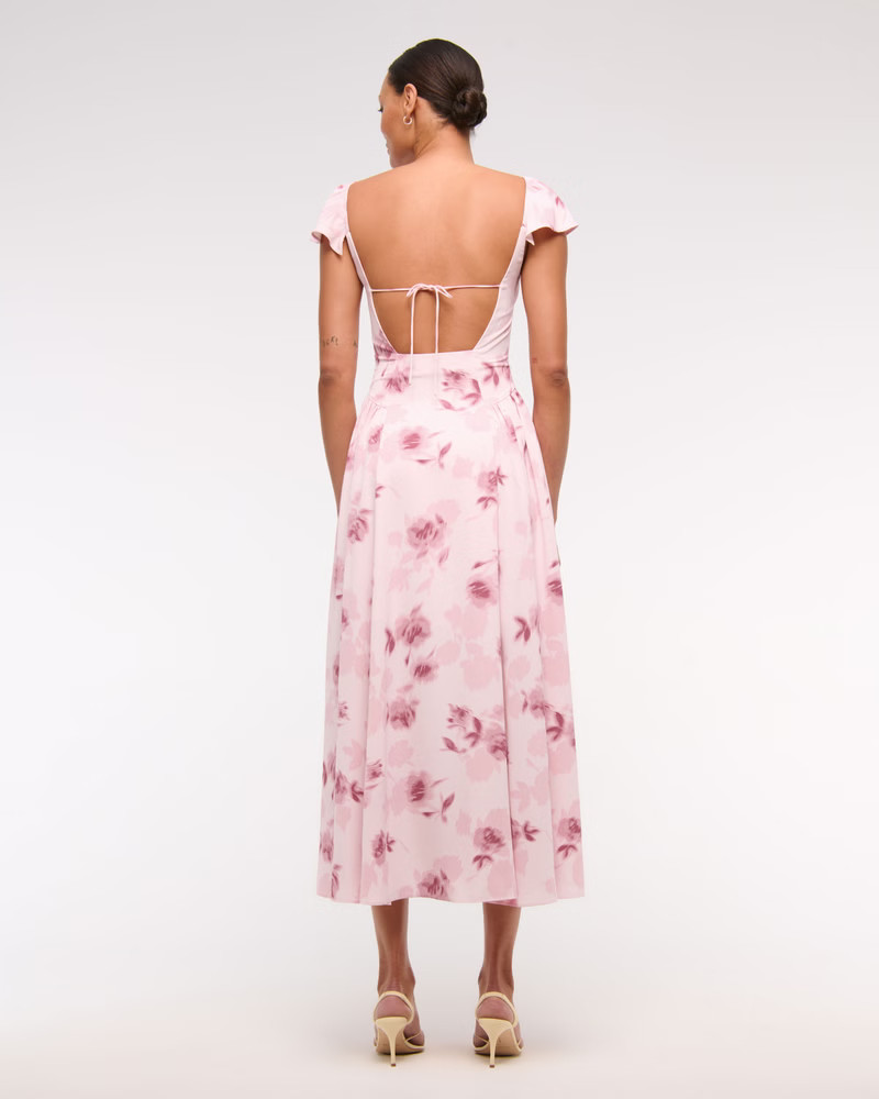 Women's Flutter Sleeve Midi Dress | Women's Dresses & Jumpsuits | Abercrombie.com | Abercrombie & Fitch (US)