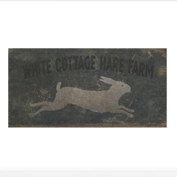 White Cottage Hare Farm Canvas Wall Art | Antique Farm House