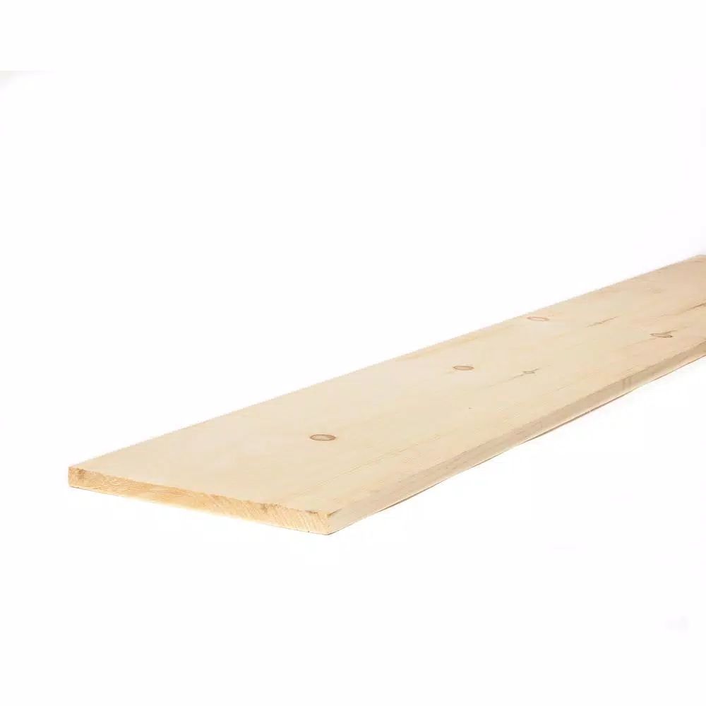 1 in. x 12 in. x 10 ft. Premium Kiln-Dried Square Edge Whitewood Common Board-458546 - The Home D... | The Home Depot