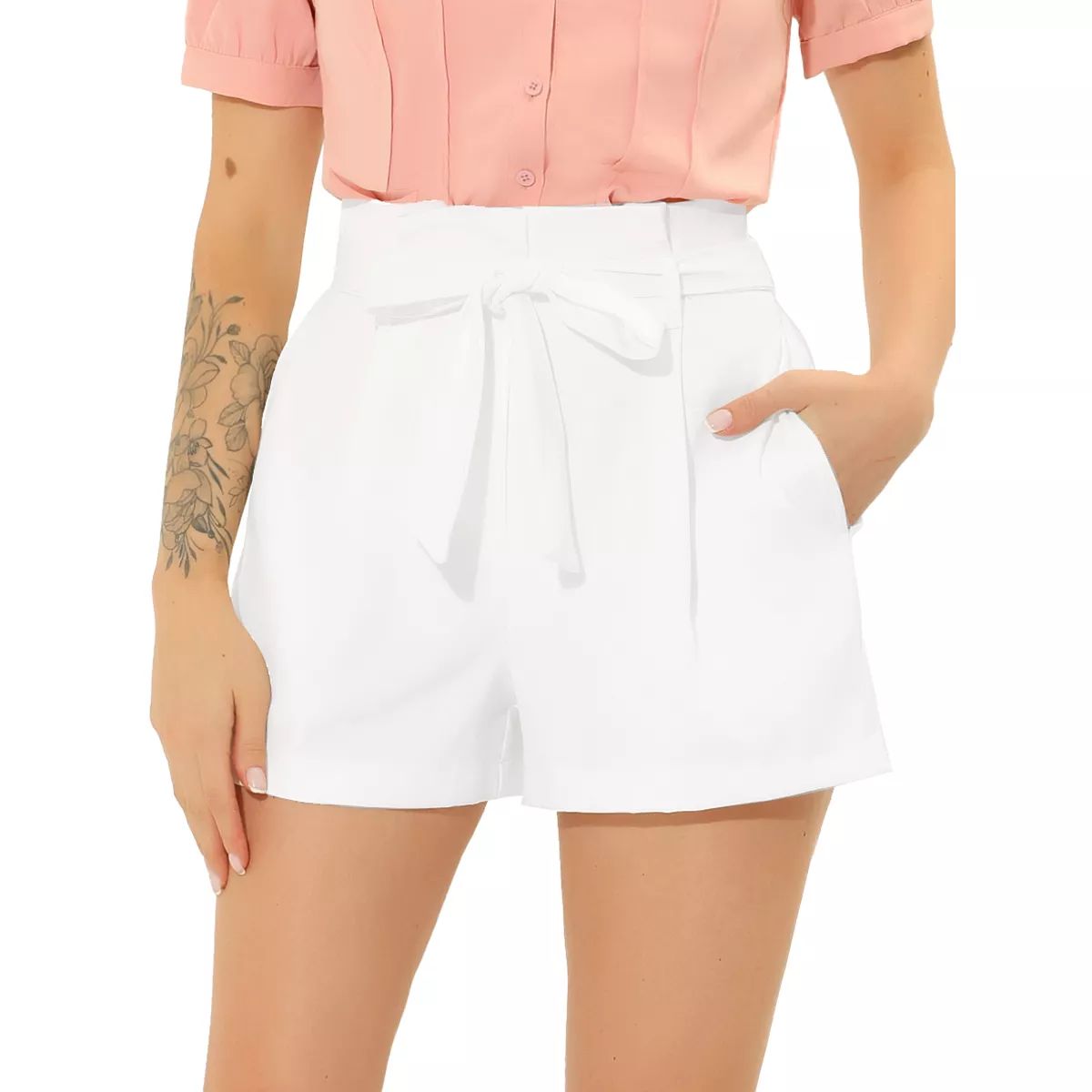 Allegra K Women's High Waist Bow Tie Short Paper Bag Shorts | Target