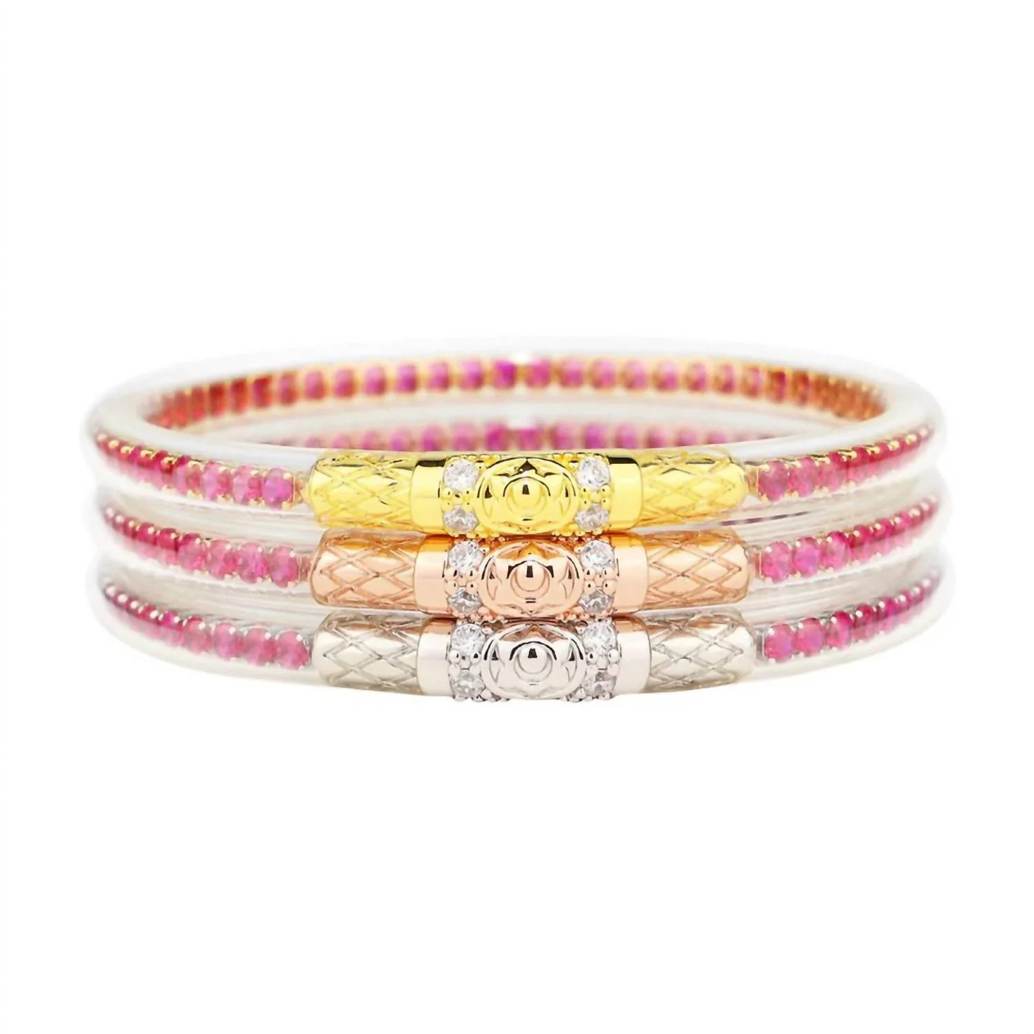Women's Three Queens All Weather Bangles In Pink | Shop Simon