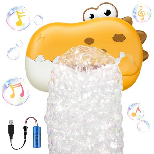 WAVISA Baby Bath Toys, Rechargeable Dinosaur Bath Bubble Machine with Music, Bathtime Bathtub Toys for Toddlers Birthday Gift, Bath Dino Bubble Maker Toys for Kids Ages 1-3 4-8 (Yellow) | Amazon (US)