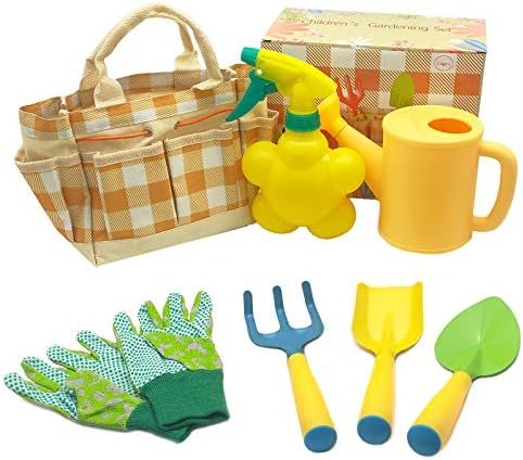Malifea Kids Gardening Tool Set Colorful Children Garden Tools Beach Toys Fun Toys with Watering Can | Amazon (US)